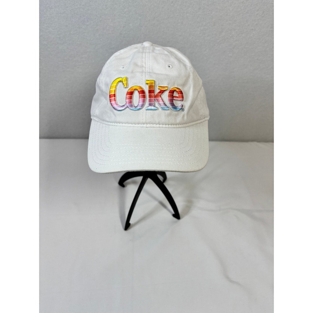Coca-Cola Coke Hat White Rainbow Gradient Logo Adjustable Baseball Cap Cotton